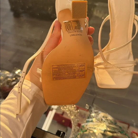 Elegant Cream Strappy Heels - Picture 2 of 2